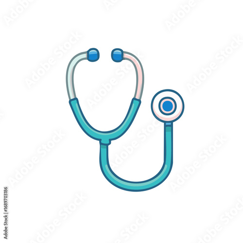 Turquoise stethoscope medical instrument icon illustration