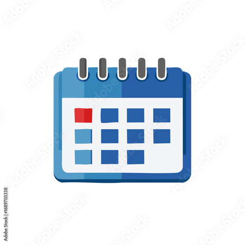 Blue desk calendar with a highlighted red day on a white background representing a special date