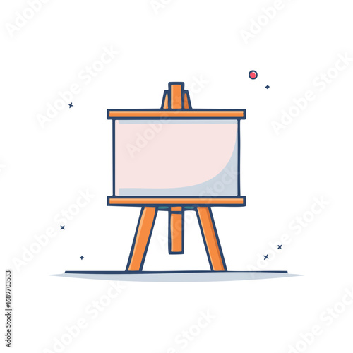 Artistic Easel Illustration with Blank Canvas for Creative Design and Presentation Uses