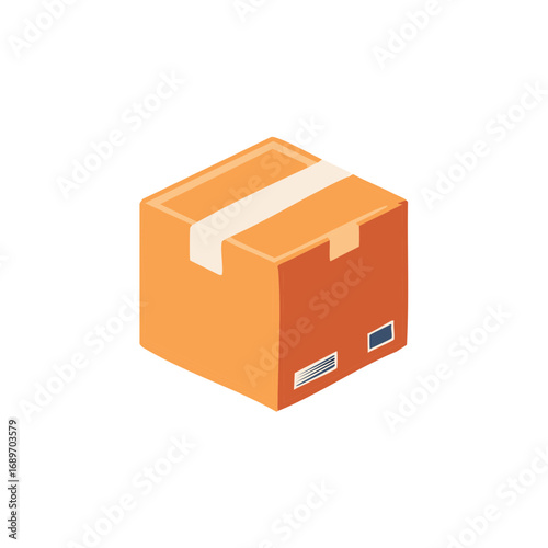 Cardboard Box Parcel Sealed with Tape Delivery and Shipping Object