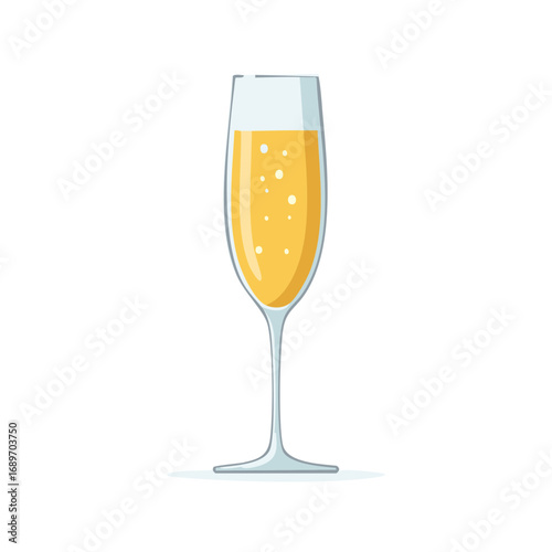 Bubbly champagne in a tall flute glass for a celebration toast vector illustration