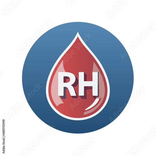 RH blood type symbol. Drop-shaped blood icon, medical, health, and donation concept.