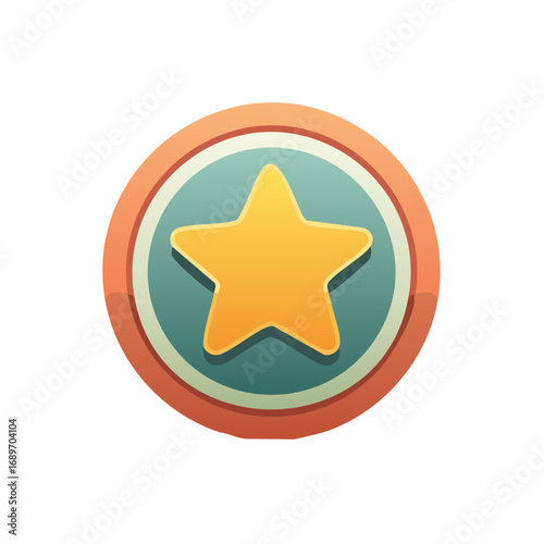 Gold Star Icon with Orange Border and Teal Center