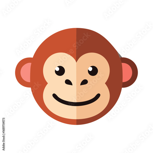 Cute smiling monkey head cartoon illustration with a friendly happy expression