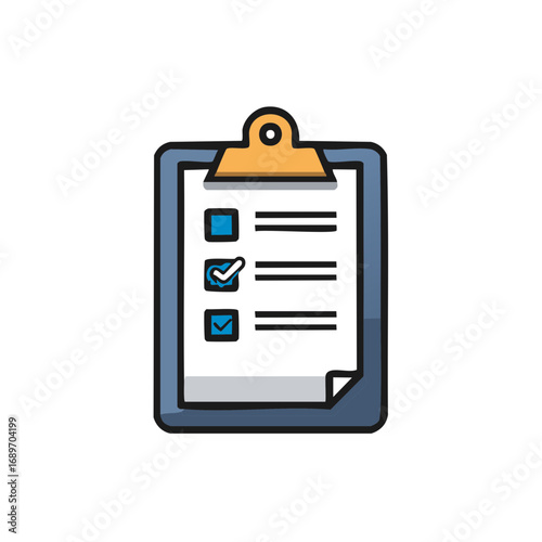 Hand drawn checklist with checkboxes and lines on a clipboard icon