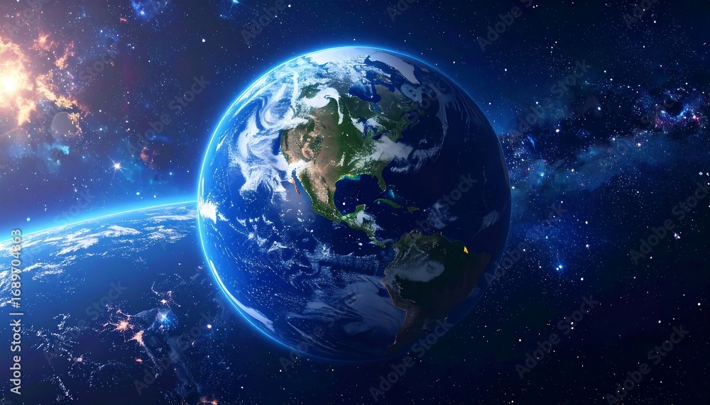 Fototapeta premium Earth in space, vibrant colors