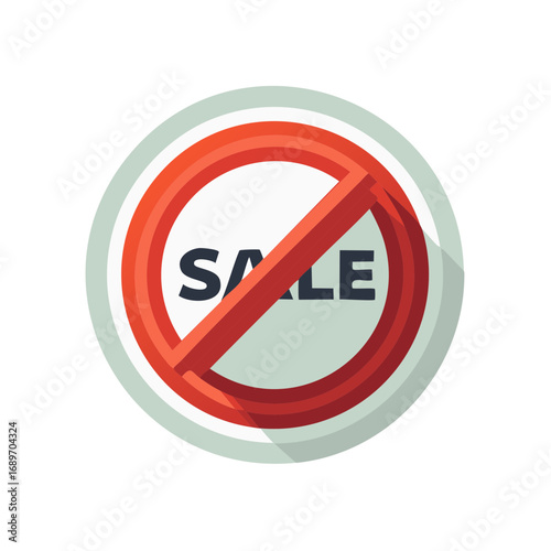 Prohibited sales circular symbol, red restriction symbol illustration, sales, discount, commerce, and shop concept design