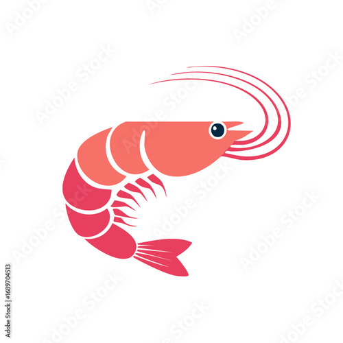Simplified Shrimp Illustration Pink Sea Creature Seafood Graphic Element