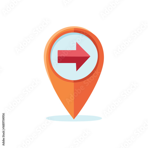 Gradient map pin icon with a red arrow pointing right for location and guidance Free Download Gradient map pin icon with a red arrow pointing right for location and guidance - GFXLoad