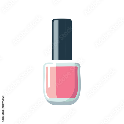 Pink nail polish bottle with a dark blue cap