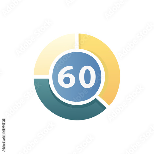 Sixty Percent Pie Chart Diagram Template for Data Visualization in Business