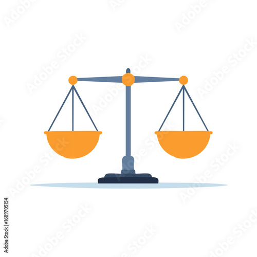 Golden Balance Scales Symbol of Justice Law and Equilibrium in Simplified Flat Design