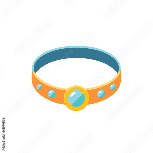 Bright orange and blue jeweled collar or bracelet, a fantasy accessory vector illustration