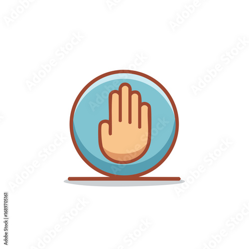 Hand in Circle Stop Gesture Icon Illustration Isolated Safety Warning Symbol