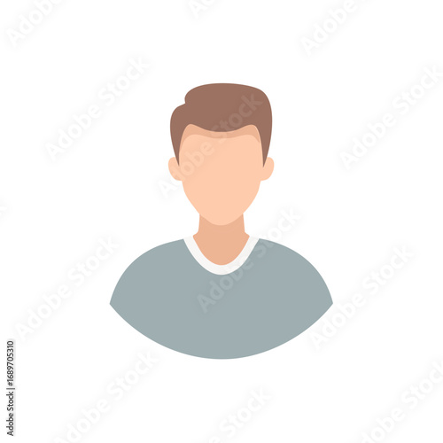 A Simple Flat Design Illustration of a Man's Head and Shoulders for Avatar or Profile
