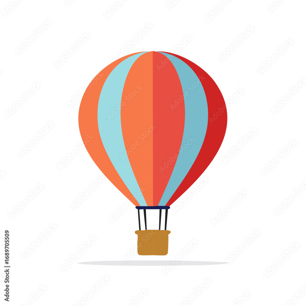 Fototapeta premium Bright striped hot air balloon vector graphic symbolizing adventure exploration and freedom