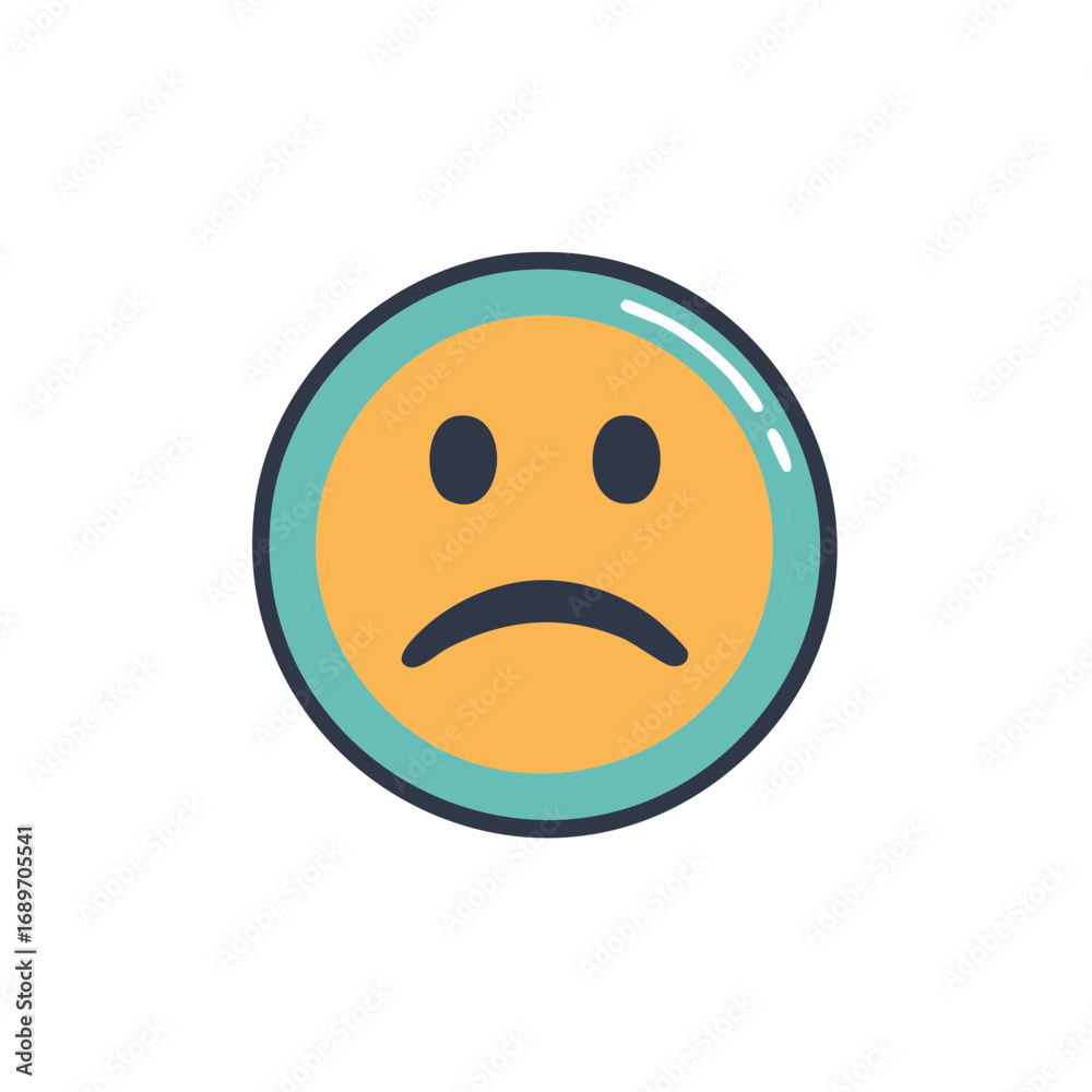 Fototapeta premium Simple Sad Emoji with a Round Face Depicting Dissatisfaction and Disappointment