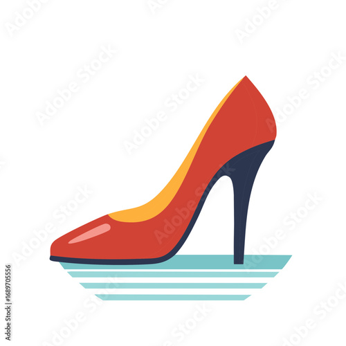 Stylish red high heel shoe a vibrant fashion illustration of feminine elegance