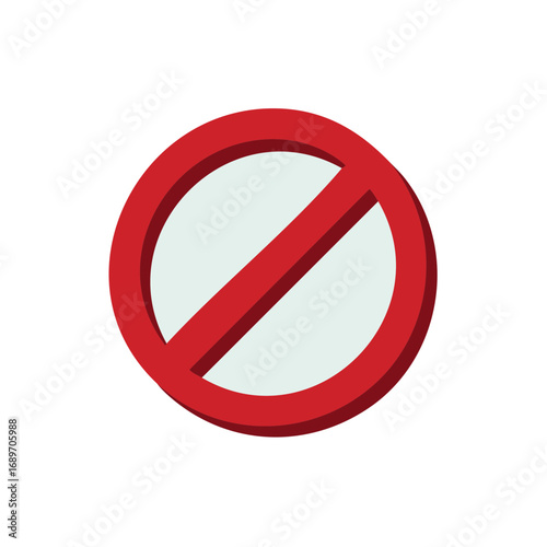 Isometric Prohibition Sign with Red Circle and Slash, 3D Illustration