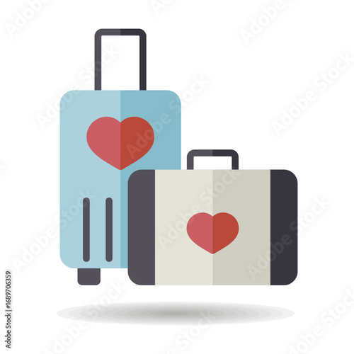 Suitcase and honeymoon on vacation wedding icon