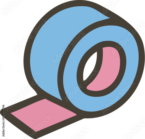 Cartoon Roll of Blue Adhesive Tape Icon.