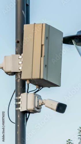 surveillance cameras on the lamppost