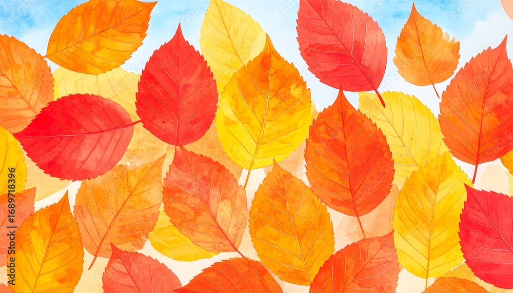 Obraz premium Vibrant autumn leaves against a light sky