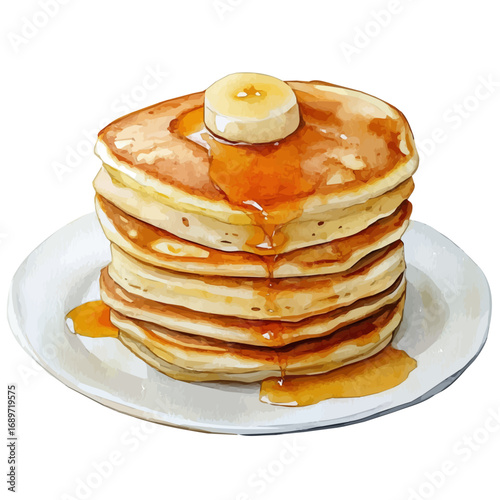 watercolor of Pancakes, vector, isolated on a white background.