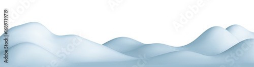 3d snow hills. Winter landscape with snow mountain, snowdrift and pile. Snowy background for sale product presentation. Template for Christmas, New Year design. Vector illustration