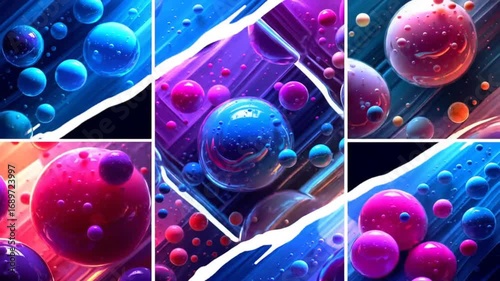 Abstract colorful spheres collage