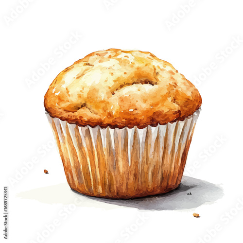 watercolor of Muffin, vector, isolated on a white background.