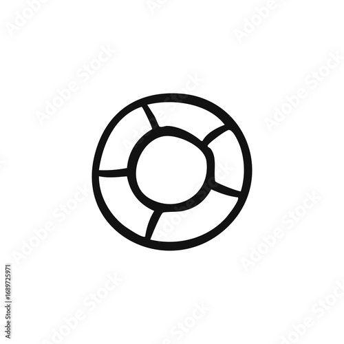 Simple black line drawing of a life preserver