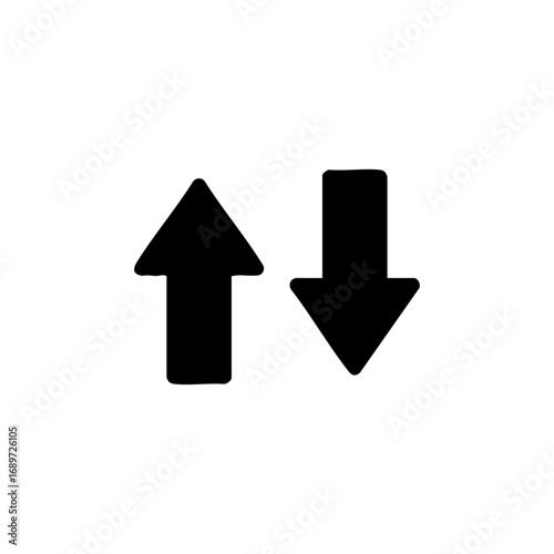 Dynamic arrows indicate upward growth and downward trend in modern graphic design