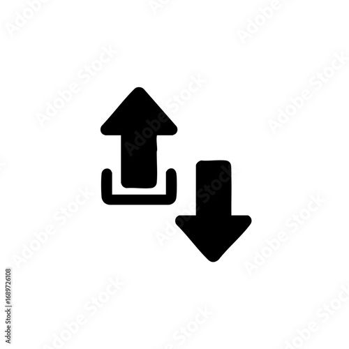 Dynamic upload and download arrows symbolize data transfer and network connectivity for modern technology concepts
