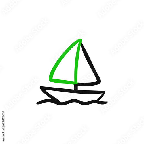 Simple hand-drawn illustration of a sailboat