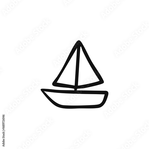 Simple black line drawing of a sailboat