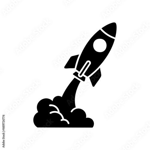 Dynamic rocket launching with powerful exhaust, symbolizing growth and innovation in business