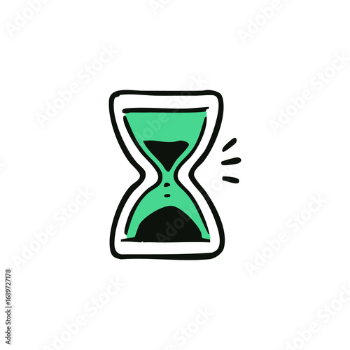 Hand-drawn hourglass in mint green