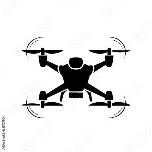 Sleek black drone silhouette in dynamic flight, capturing modern aerial technology.
