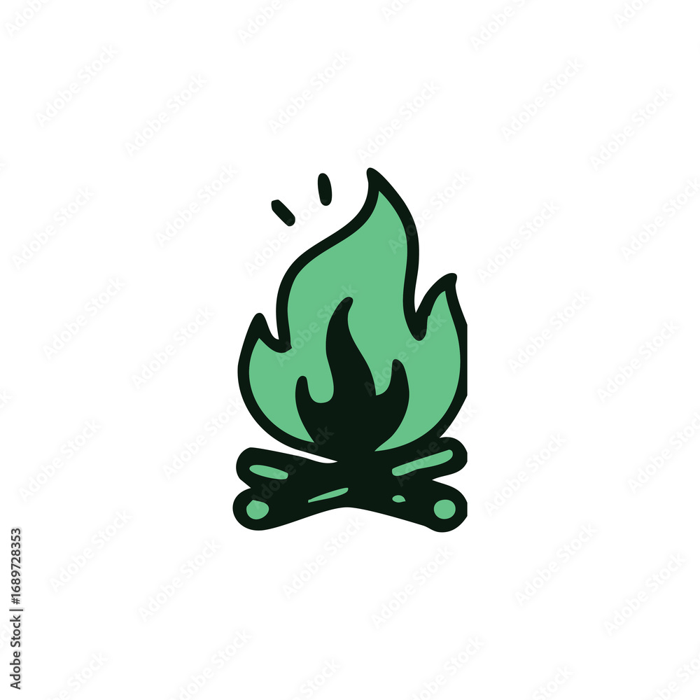 Simple graphic of a campfire with stylized flames Simple graphic of a campfire with stylized flames
