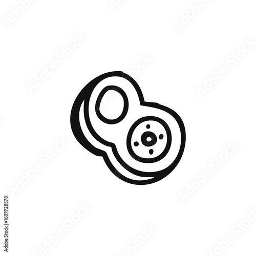 Black line drawing of two overlapping discs, each with a central circular design, suggesting a brake rotor