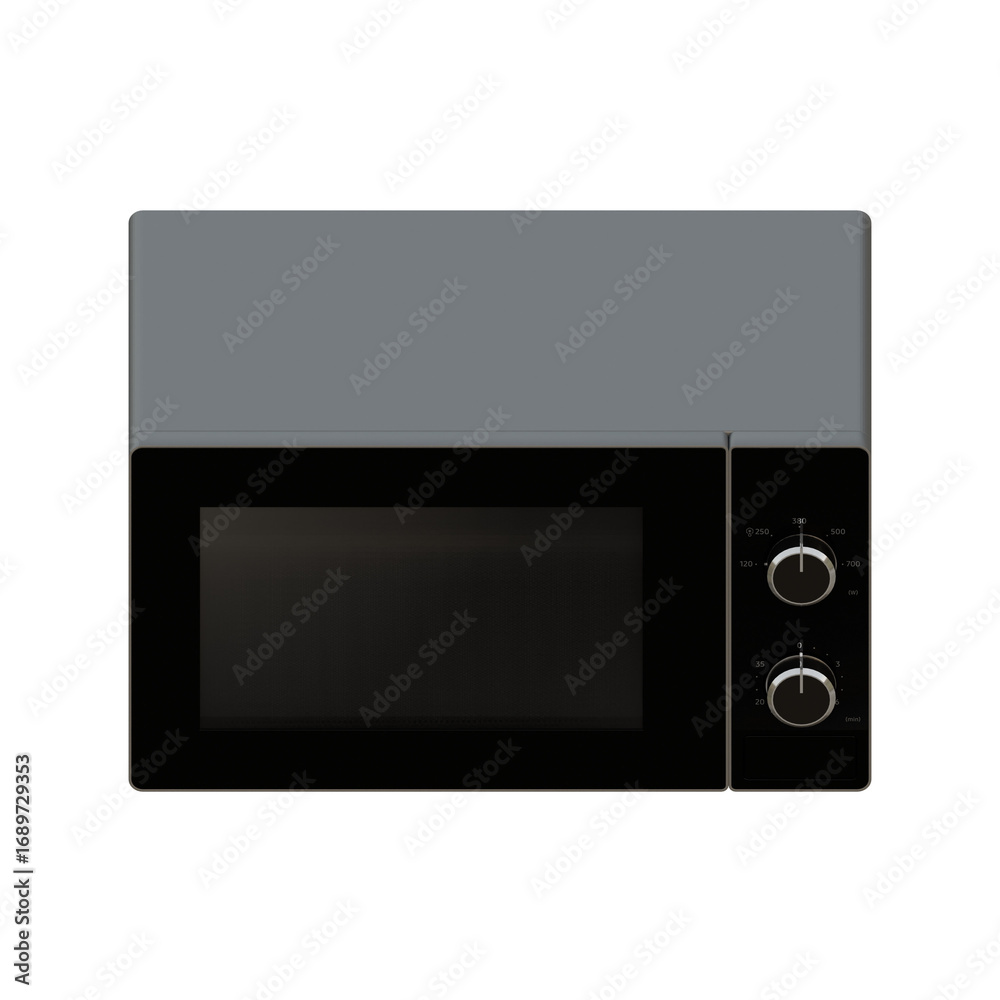 Obraz premium Silver Microwave Top Front View 3D Render Illustration