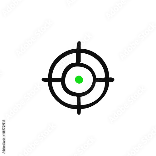 Simple black outline target graphic with a small green dot in the center