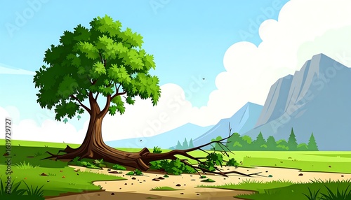 Fallen tree in a landscape