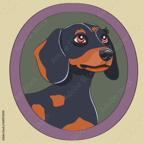 Colored vector illustration of a black dachshund
