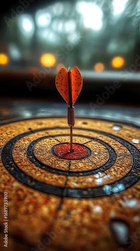 Dart bullseye textured board hit illustration