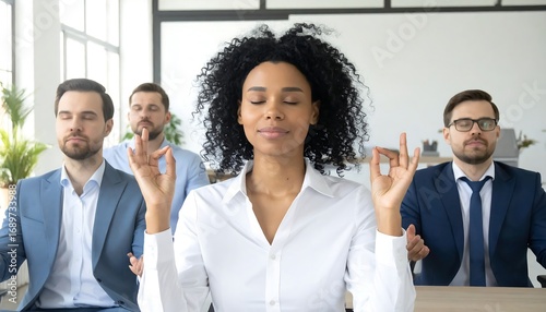 Focused Business People Meditating