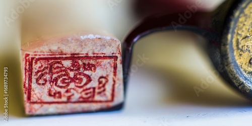 An old Chinese seal with beautiful red ink, showcasing history and art.