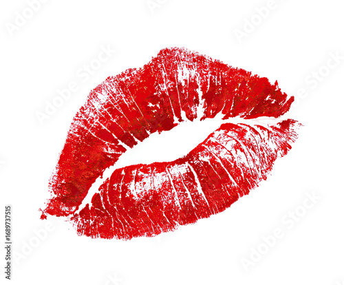 Red lipstick kiss imprint on black background