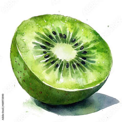 watercolor of Kiwi, vector, isolated on a white background.